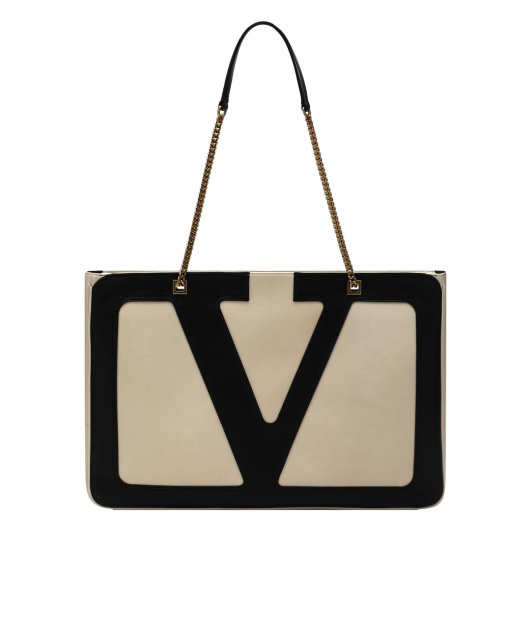 VALENTINO Бежевая кожаная сумка тоут, фото 1