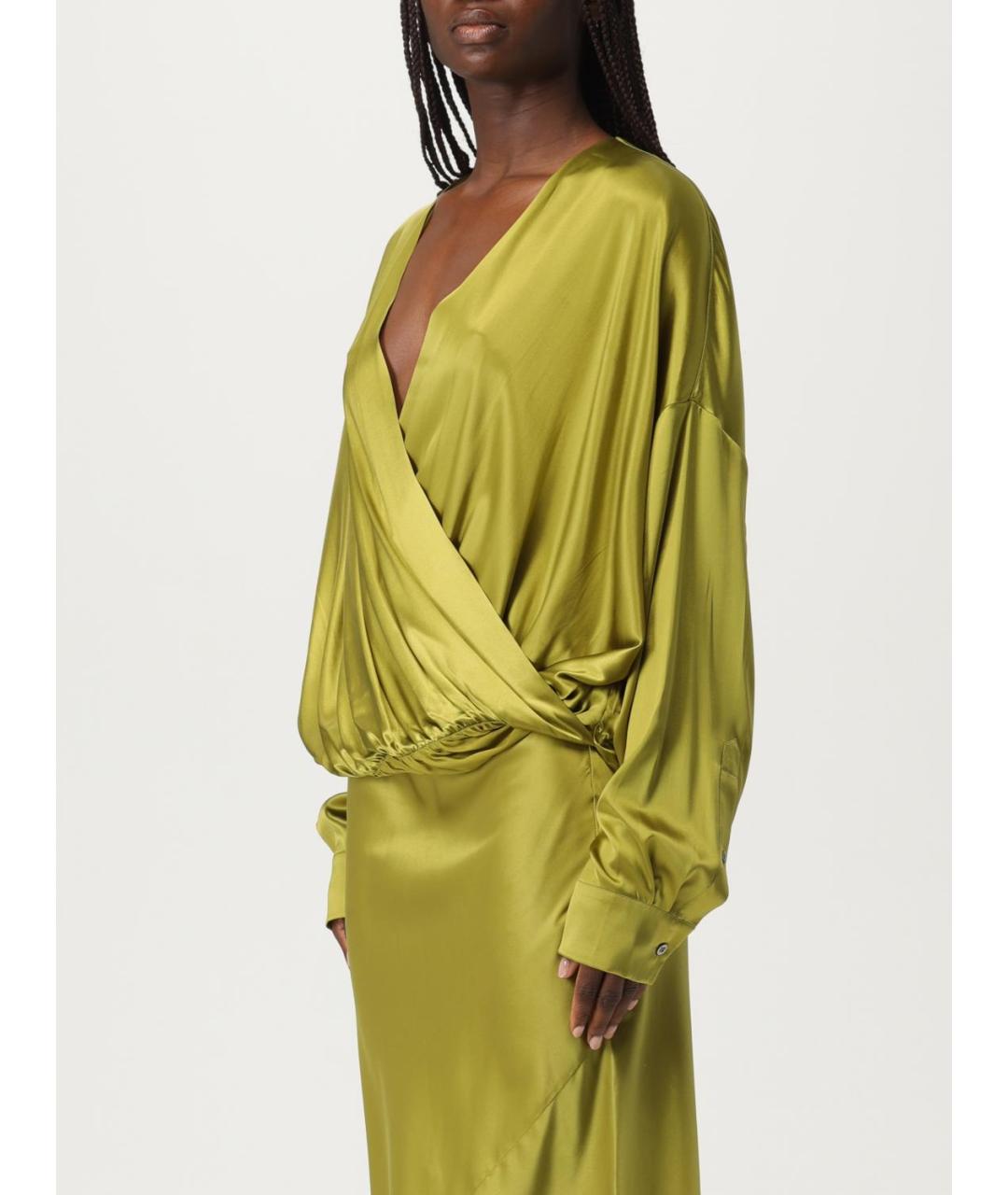 DRIES VAN NOTEN Салатовая шелковая блузы, фото 5