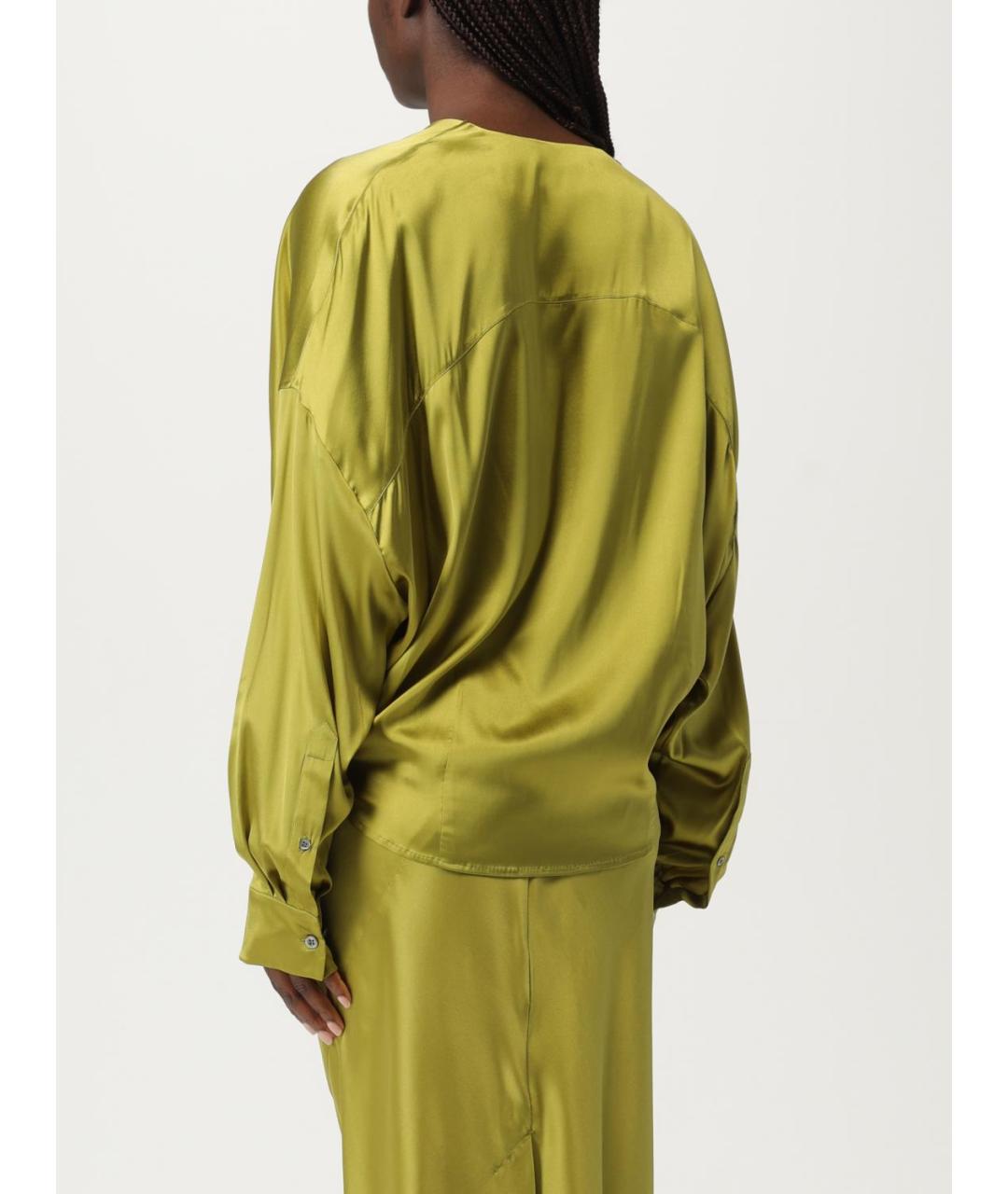 DRIES VAN NOTEN Салатовая шелковая блузы, фото 4