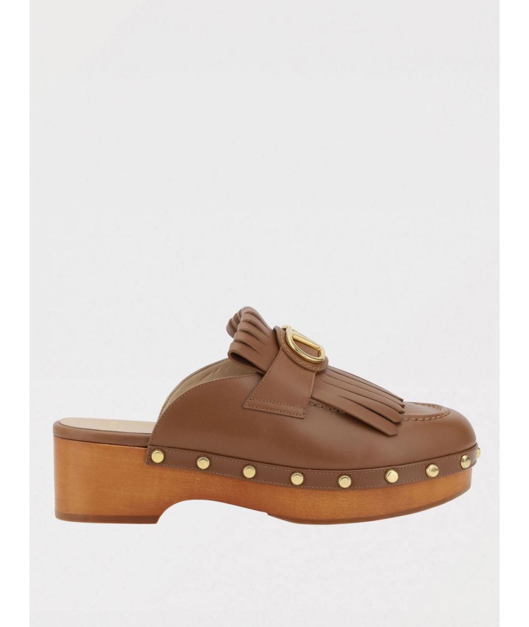 VALENTINO Коричневые кожаные сабо, фото 4