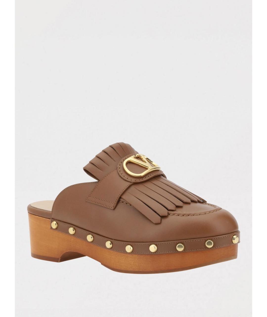 VALENTINO Коричневые кожаные сабо, фото 2