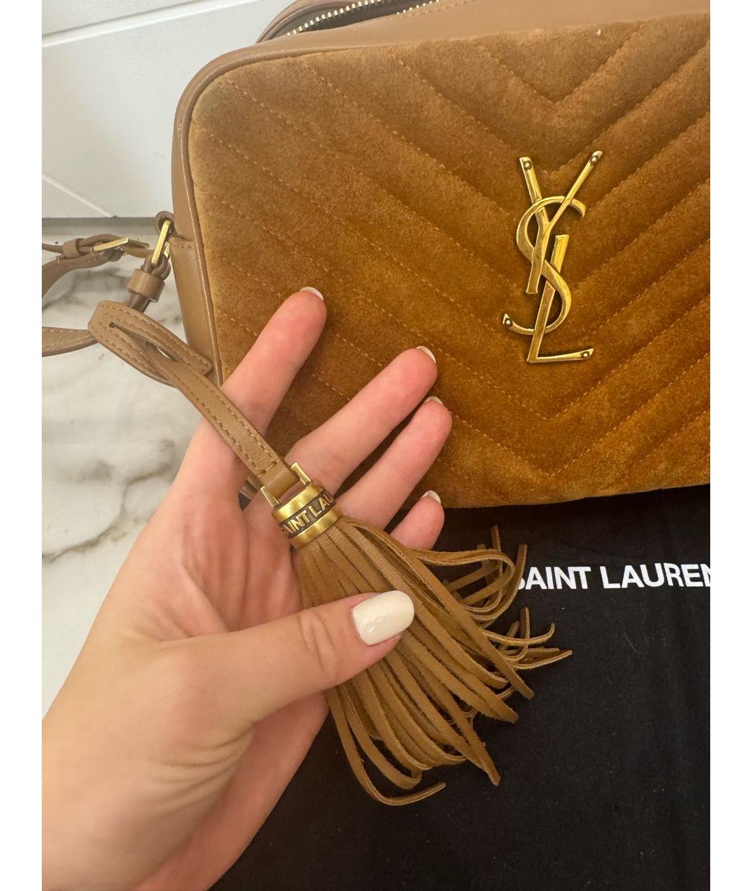 SAINT LAURENT Коричневая замшевая сумка через плечо, фото 8