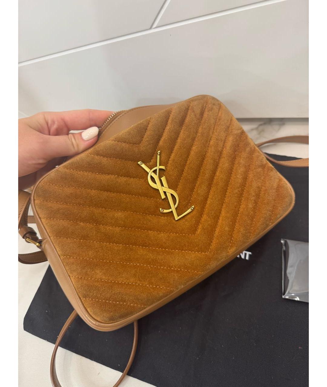 SAINT LAURENT Коричневая замшевая сумка через плечо, фото 2