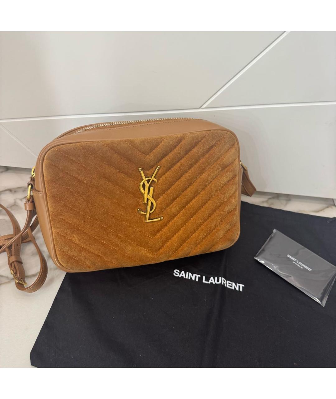 SAINT LAURENT Коричневая замшевая сумка через плечо, фото 9