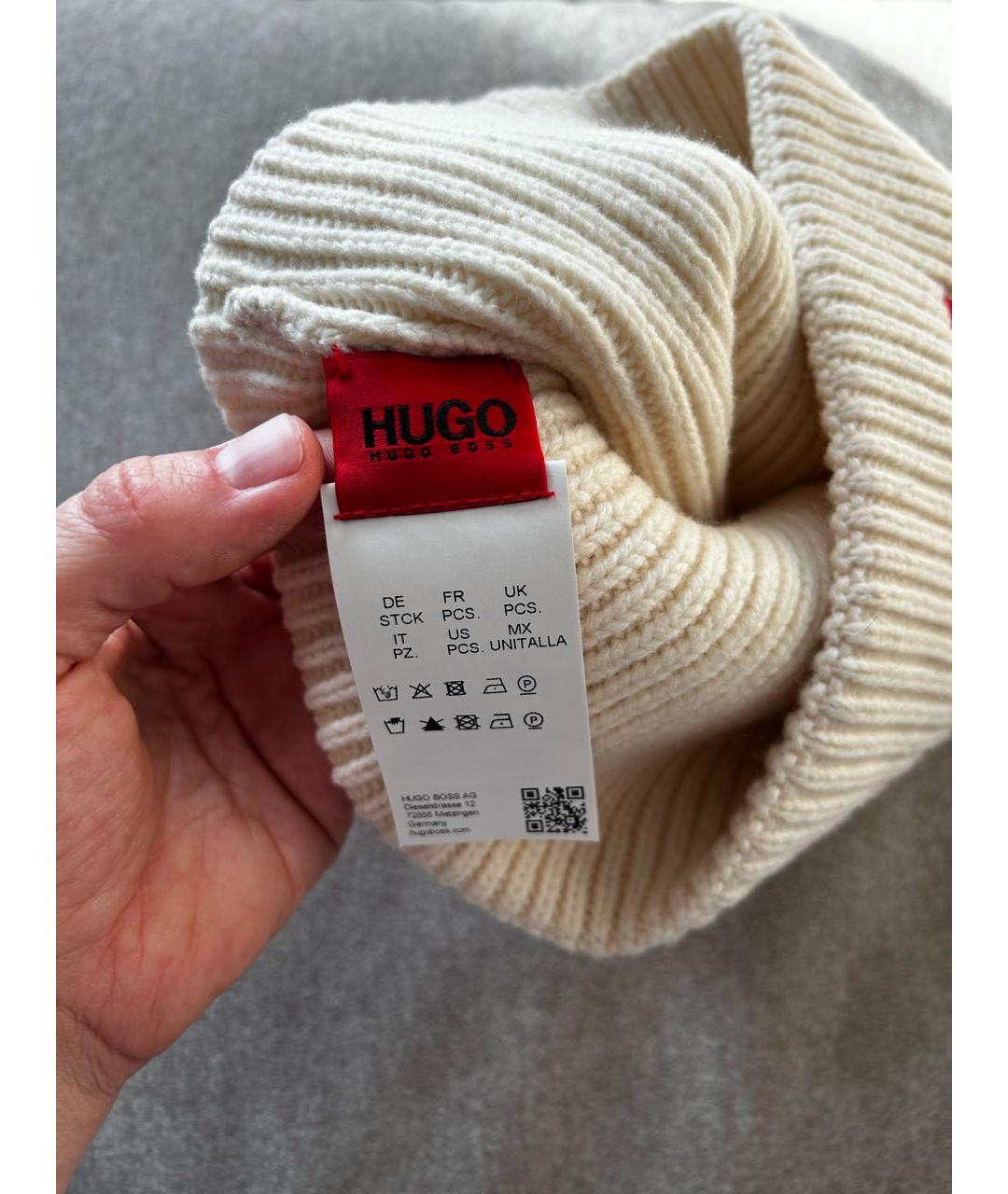 HUGO BOSS Бежевая шерстяная шапка, фото 4