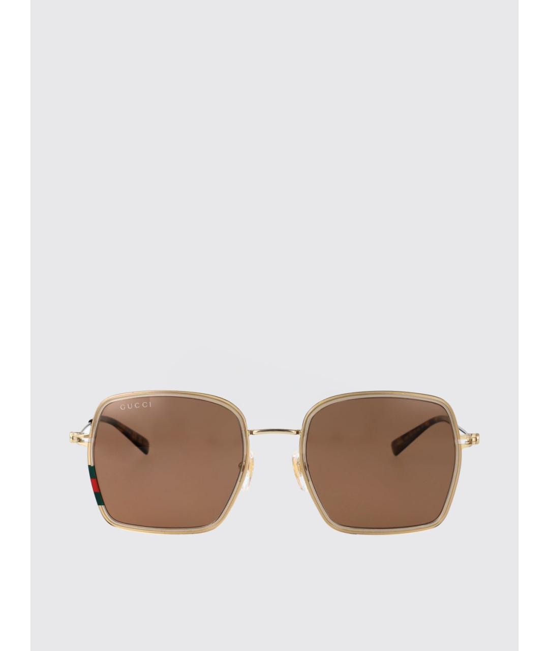 GUCCI Золотые металлические солнцезащитные очки, фото 2
