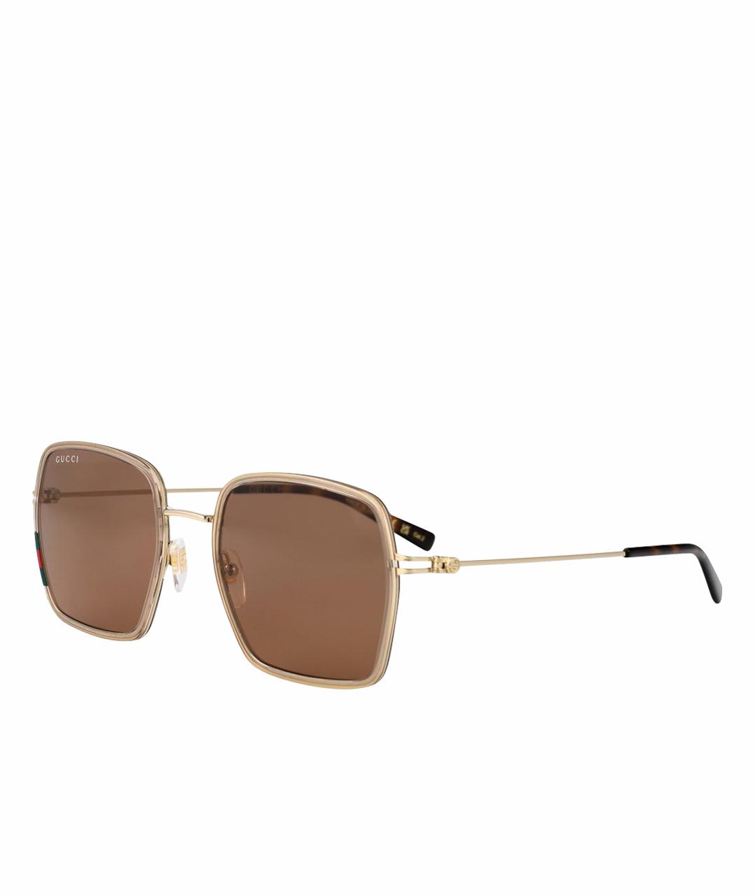 GUCCI Золотые металлические солнцезащитные очки, фото 1
