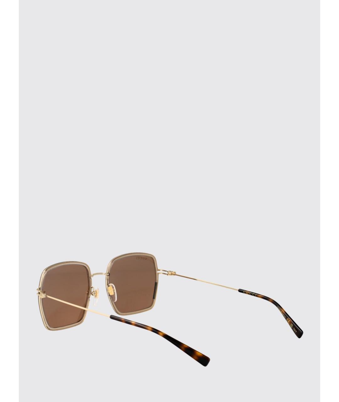 GUCCI Золотые металлические солнцезащитные очки, фото 3