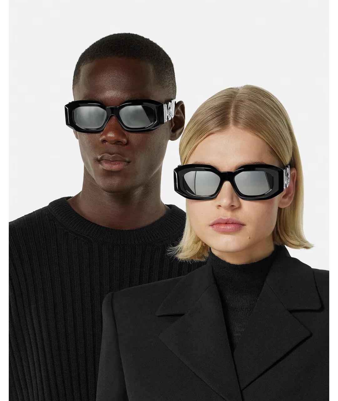 VERSACE Черные пластиковые солнцезащитные очки, фото 6