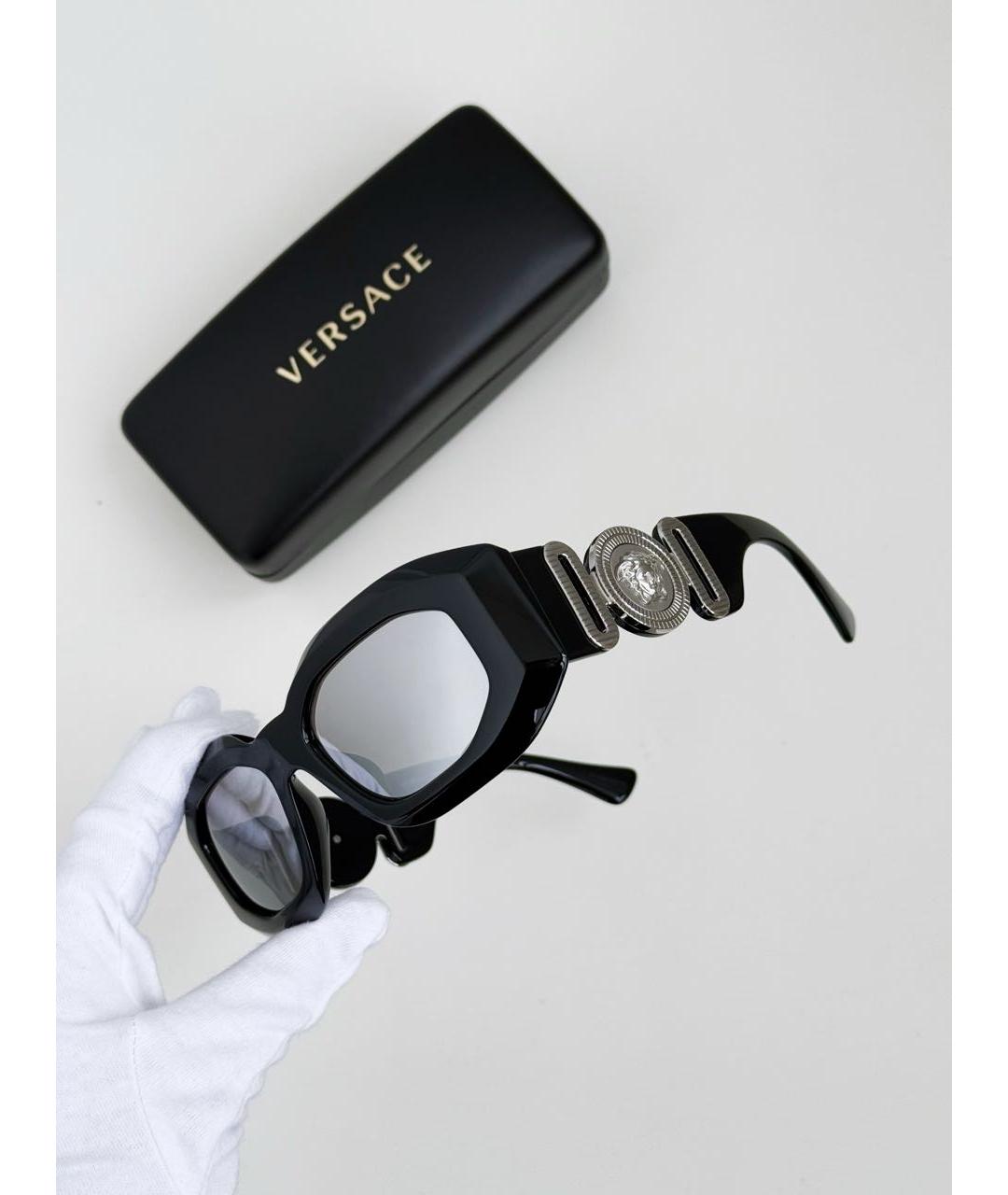 VERSACE Черные пластиковые солнцезащитные очки, фото 9