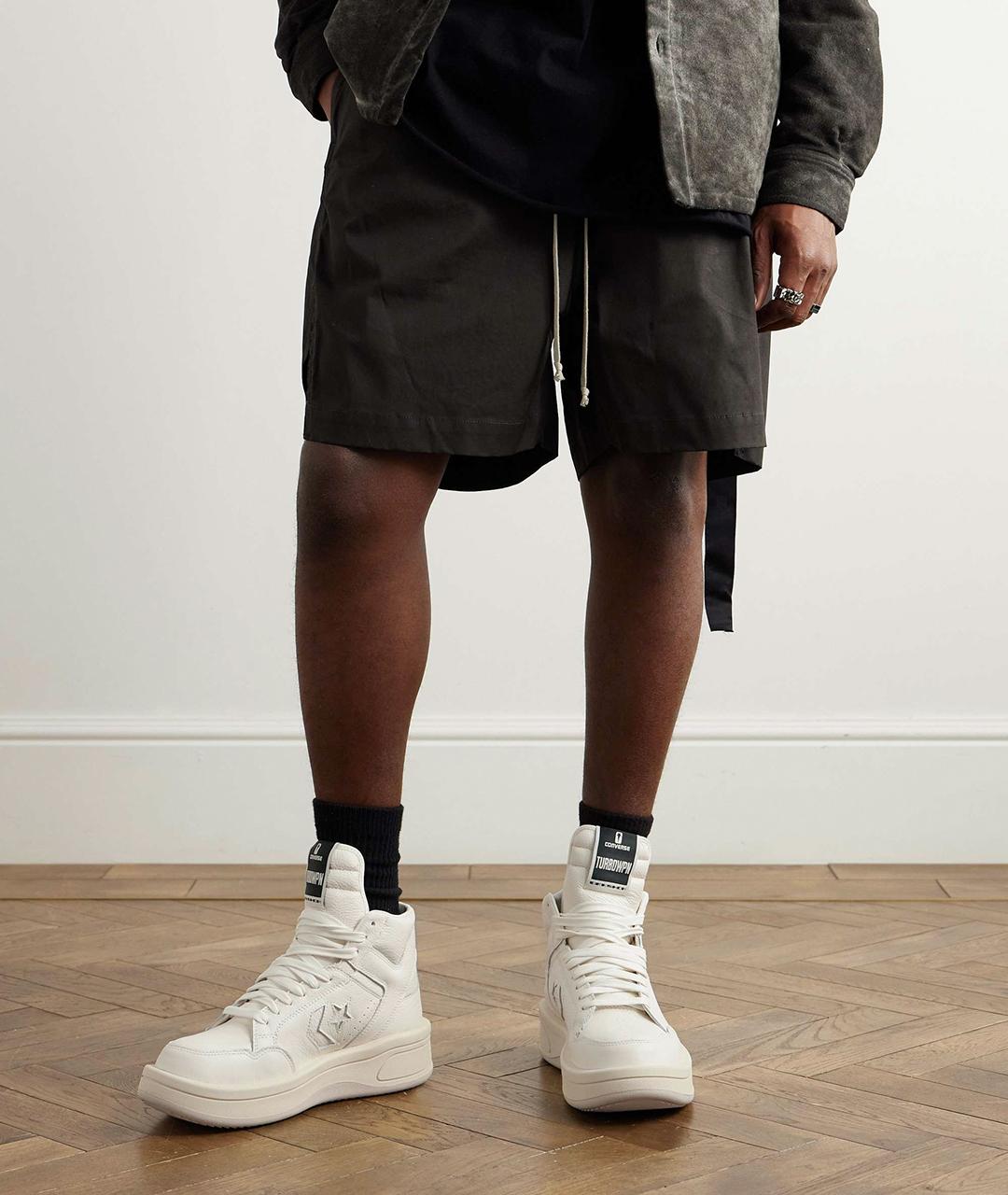 RICK OWENS DRKSHDW Белые кожаные высокие кроссовки / кеды, фото 6