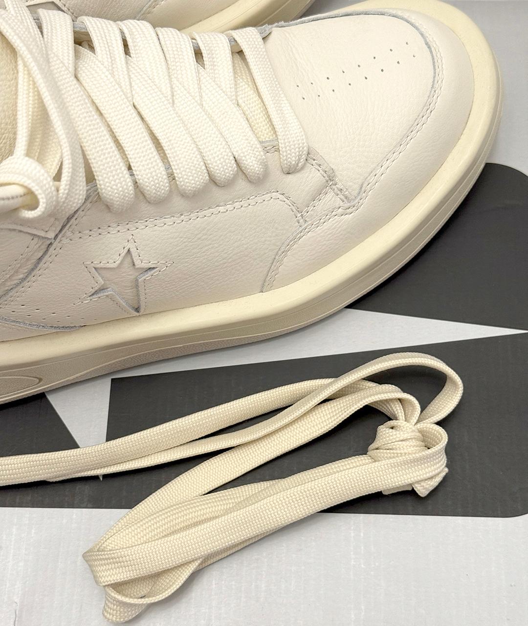 RICK OWENS DRKSHDW Белые кожаные высокие кроссовки / кеды, фото 8