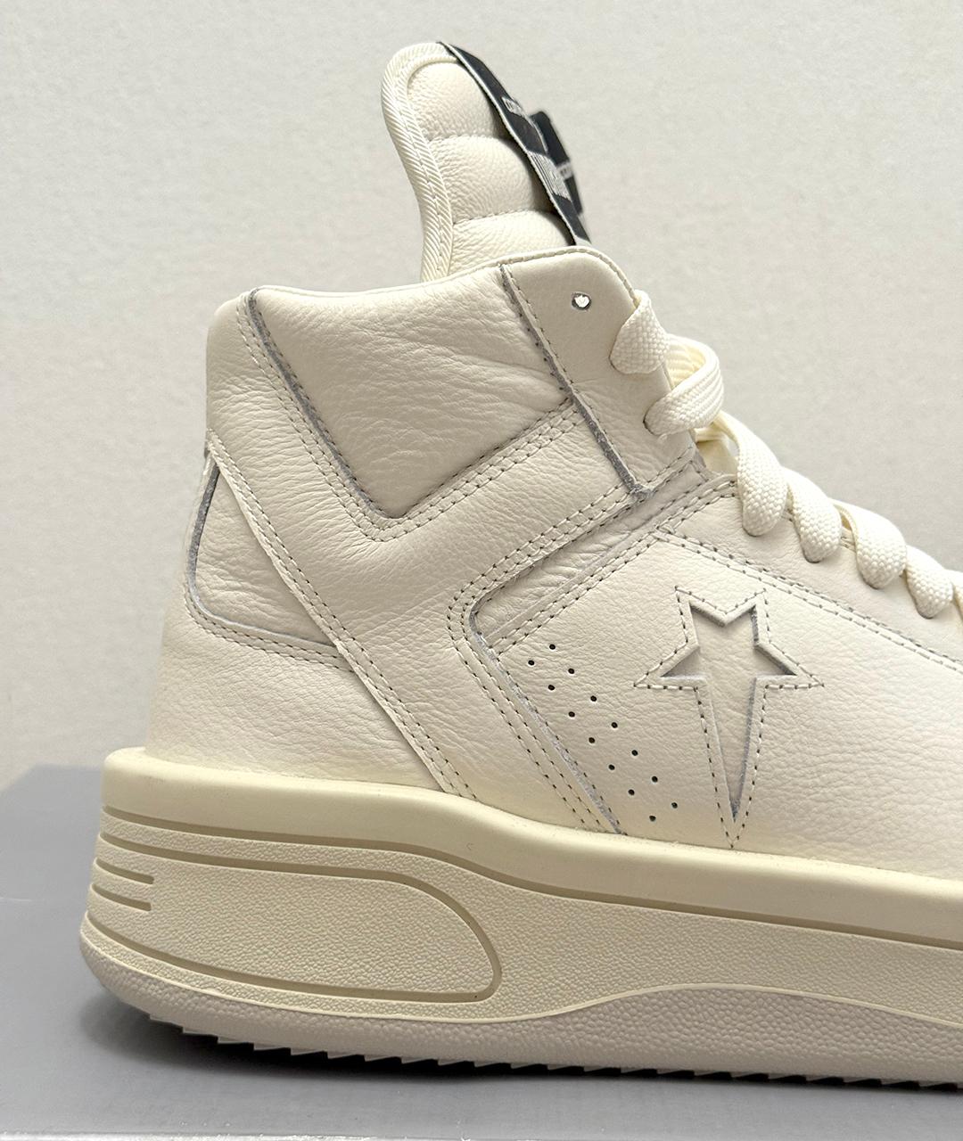 RICK OWENS DRKSHDW Белые кожаные высокие кроссовки / кеды, фото 4