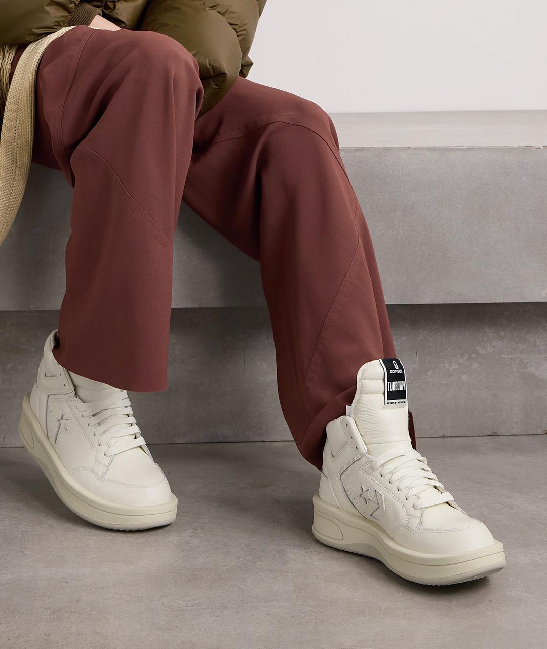 RICK OWENS DRKSHDW Белые кожаные высокие кроссовки / кеды, фото 9