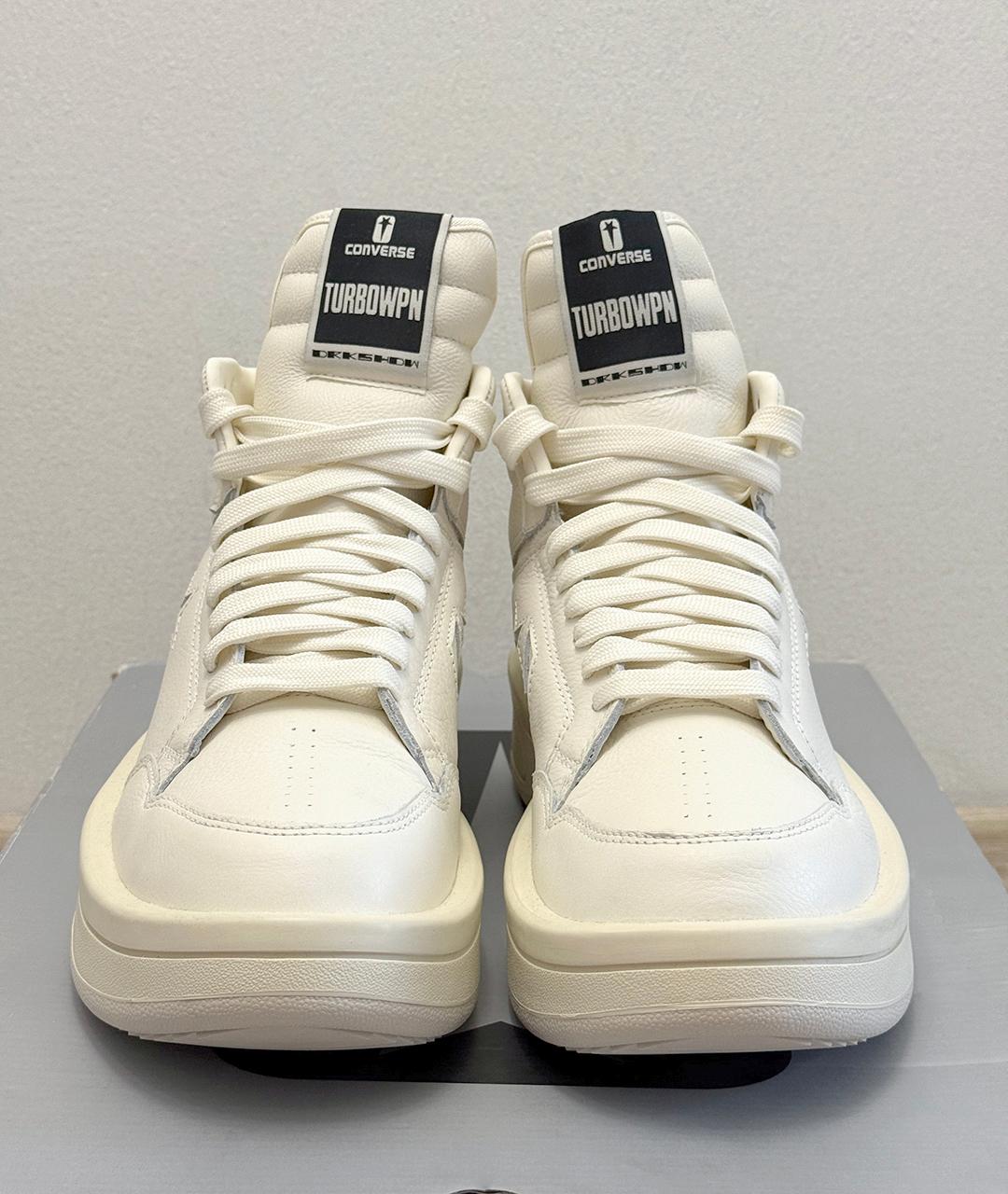 RICK OWENS DRKSHDW Белые кожаные высокие кроссовки / кеды, фото 3