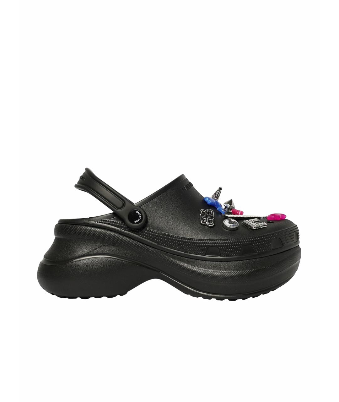 BALENCIAGA Черные резиновые сабо, фото 1