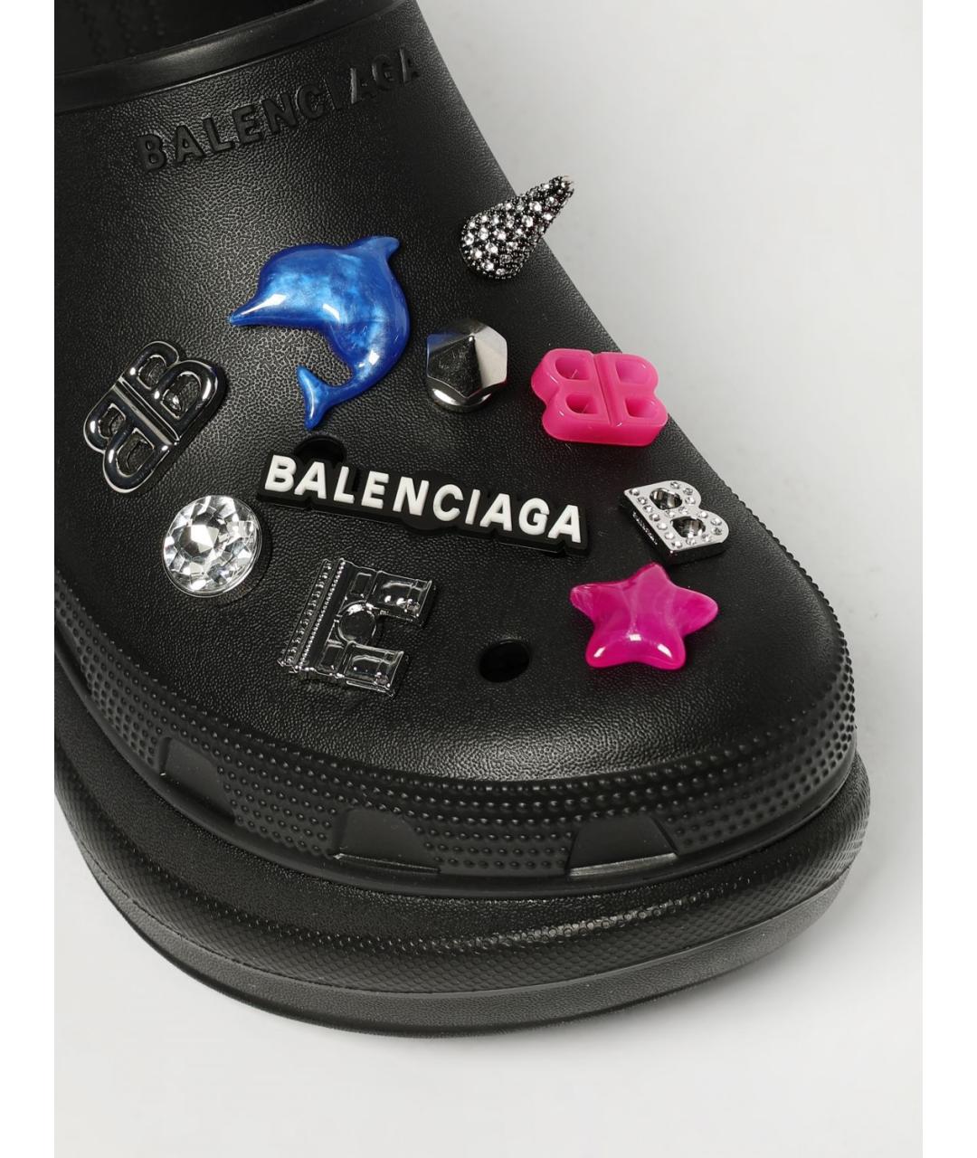 BALENCIAGA Черные резиновые сабо, фото 4