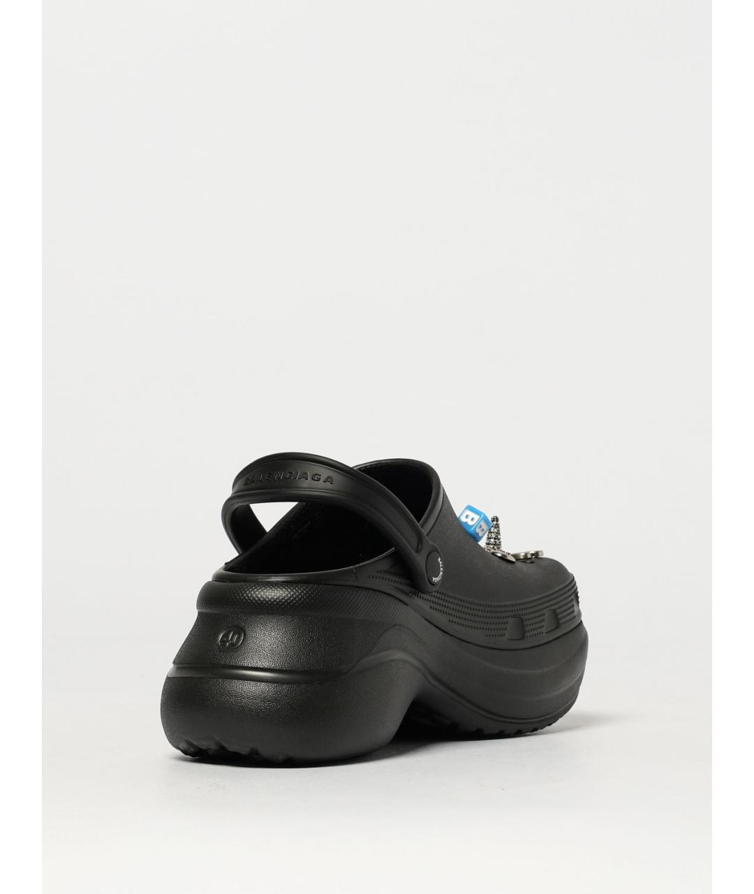 BALENCIAGA Черные резиновые сабо, фото 3