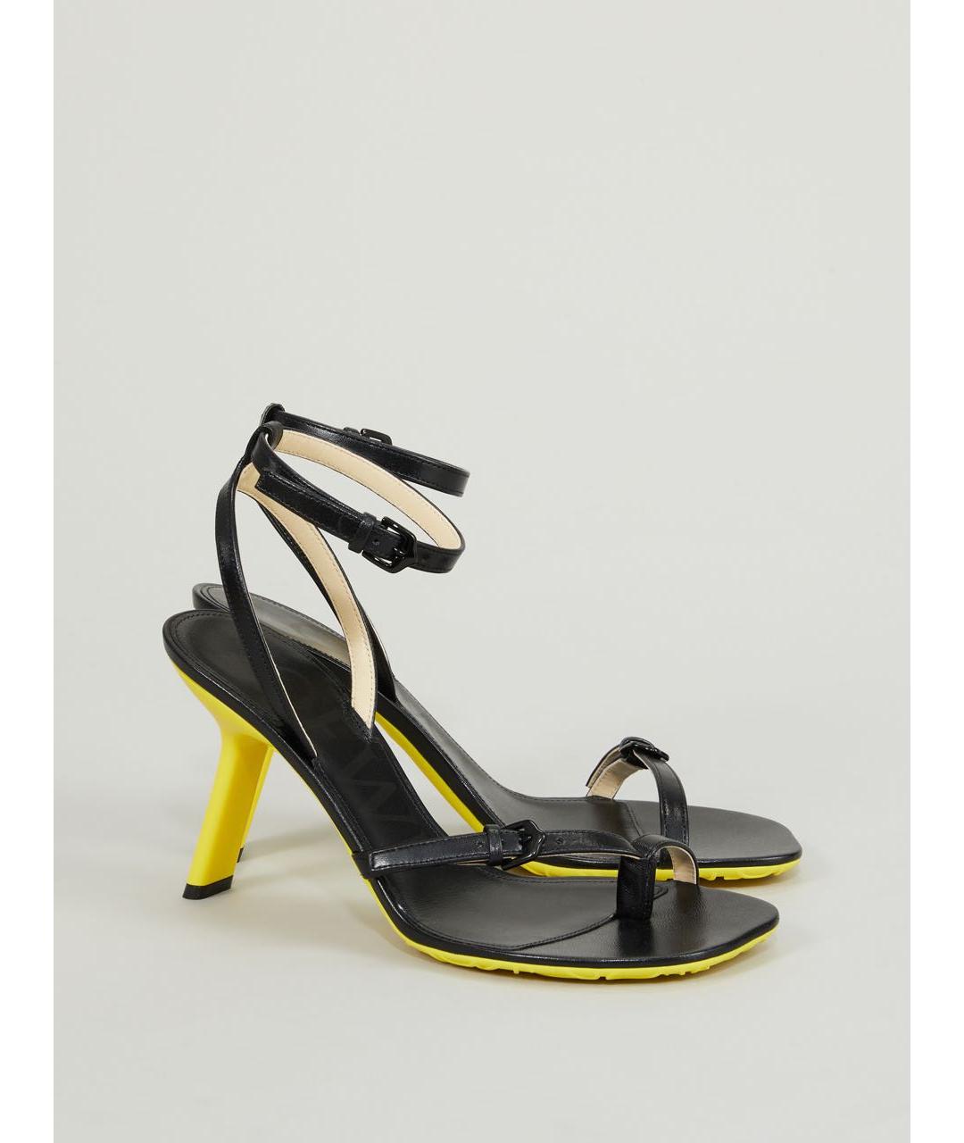 LOEWE Черные кожаные босоножки, фото 6