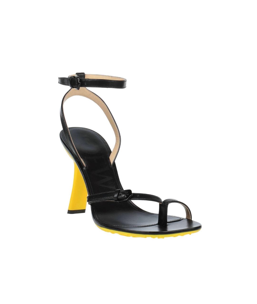 LOEWE Черные кожаные босоножки, фото 6