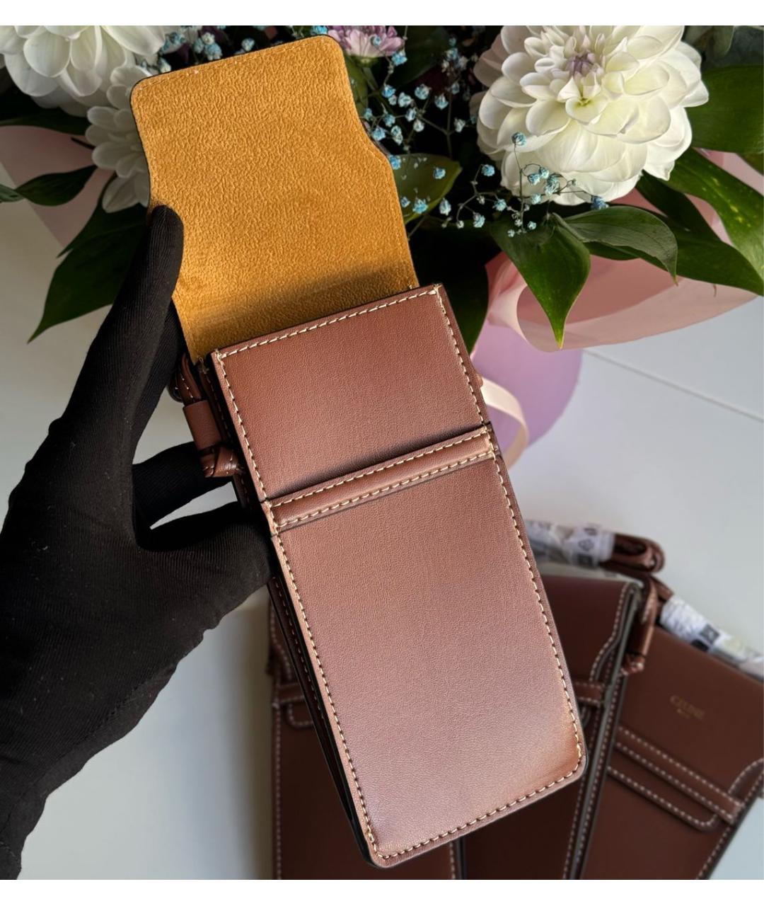 CELINE Коричневая сумка через плечо из искусственной кожи, фото 3