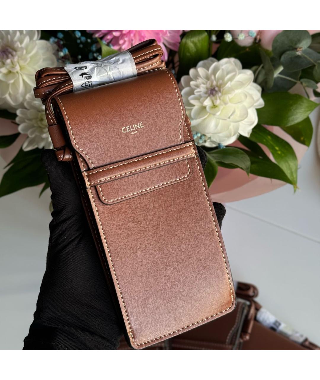 CELINE Коричневая сумка через плечо из искусственной кожи, фото 2