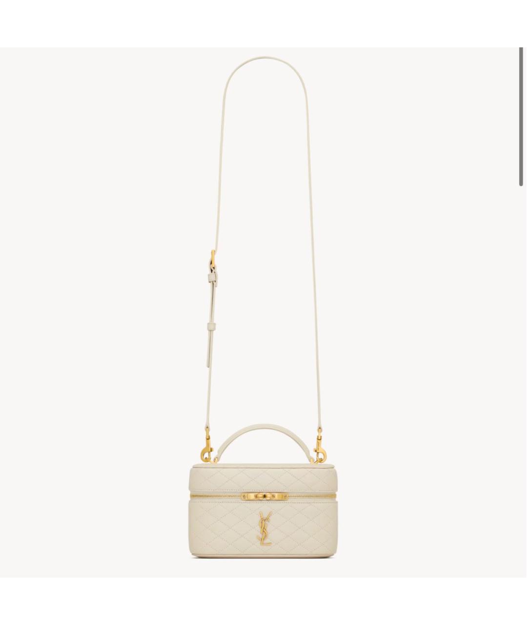 SAINT LAURENT Белая кожаная сумка через плечо, фото 2