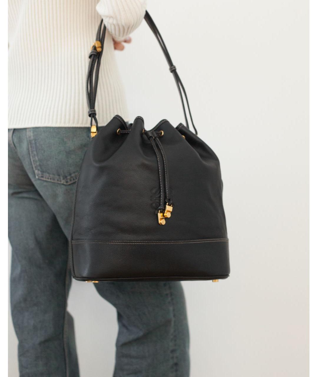 LOEWE Черная кожаная сумка через плечо, фото 4