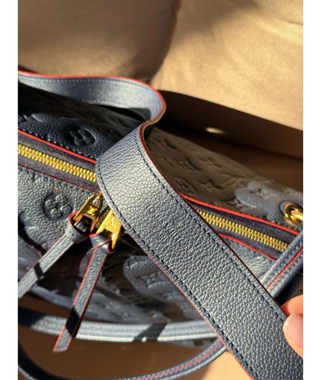 LOUIS VUITTON Темно-синяя кожаная сумка тоут, фото 6