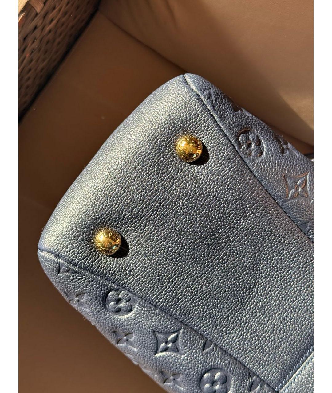 LOUIS VUITTON Темно-синяя кожаная сумка тоут, фото 8