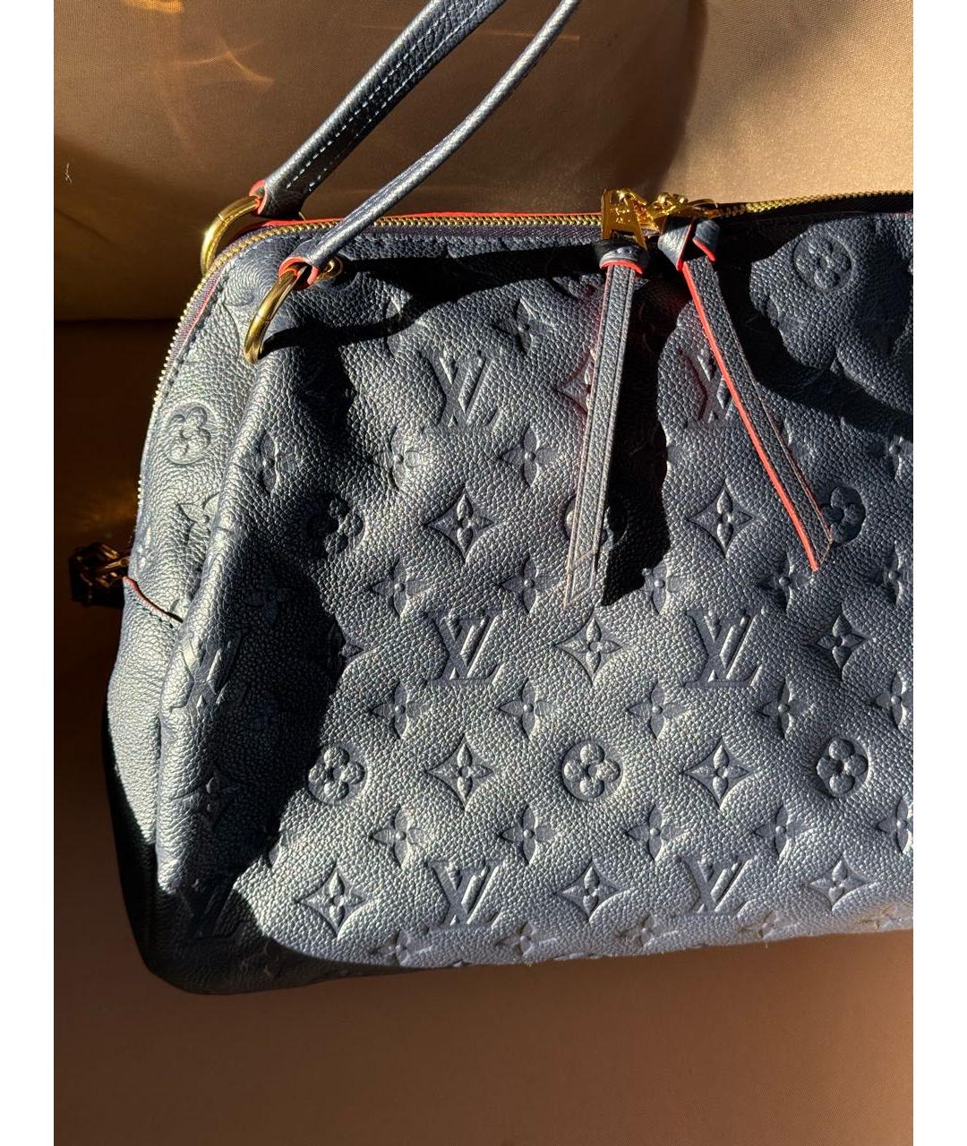 LOUIS VUITTON Темно-синяя кожаная сумка тоут, фото 4