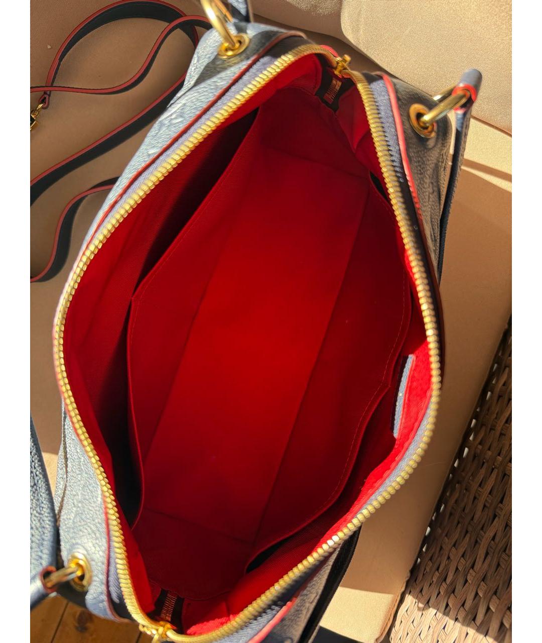 LOUIS VUITTON Темно-синяя кожаная сумка тоут, фото 3