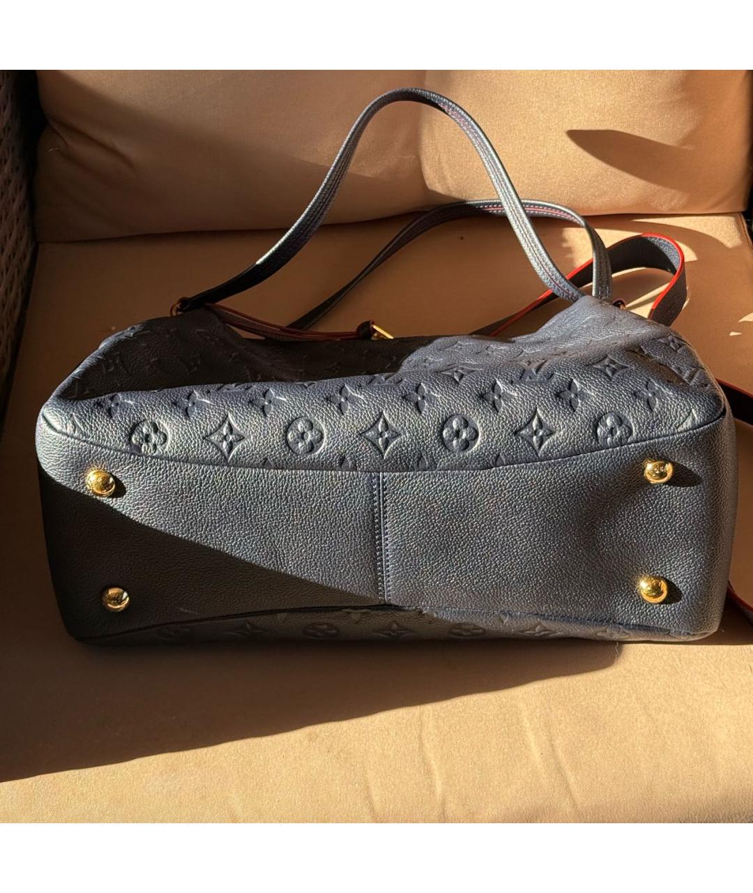 LOUIS VUITTON Темно-синяя кожаная сумка тоут, фото 5