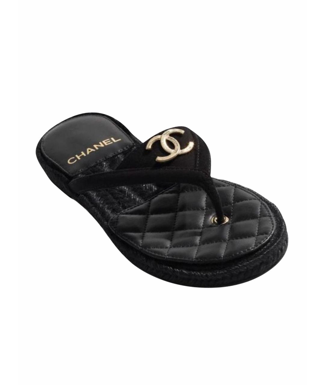 CHANEL Черные шлепанцы, фото 1