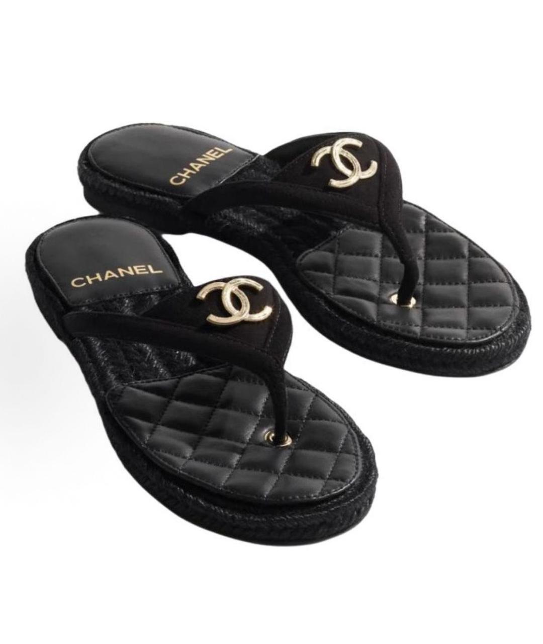 CHANEL Черные шлепанцы, фото 3