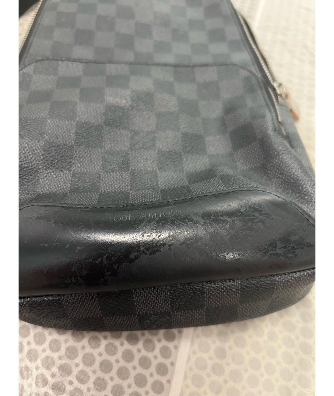 LOUIS VUITTON Черная кожаная сумка на плечо, фото 4