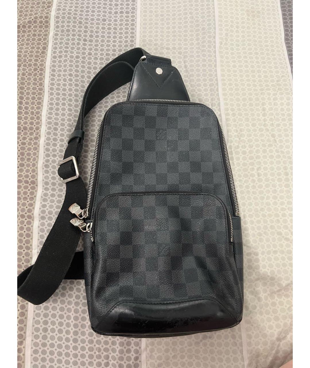 LOUIS VUITTON Черная кожаная сумка на плечо, фото 7