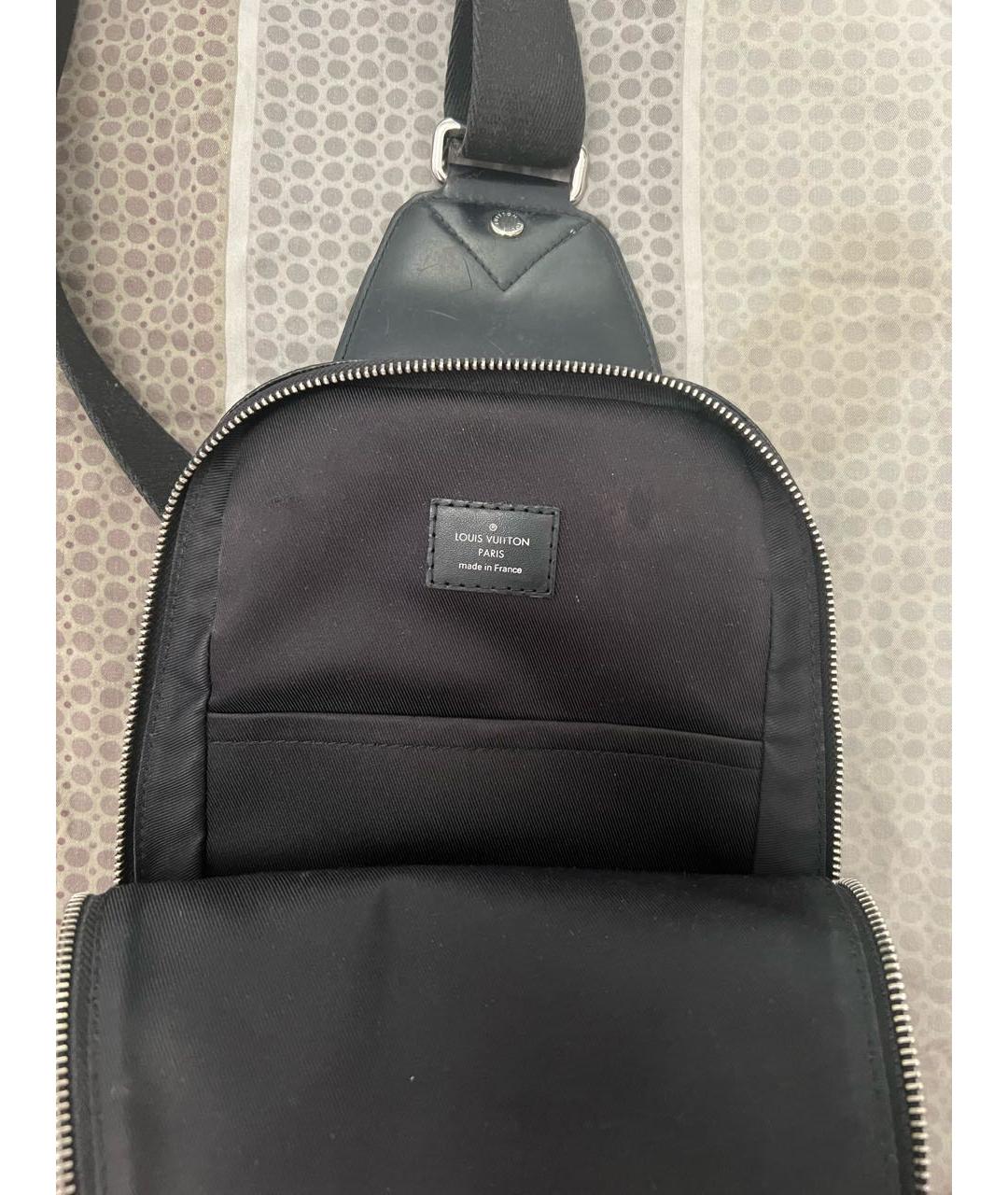 LOUIS VUITTON Черная кожаная сумка на плечо, фото 3