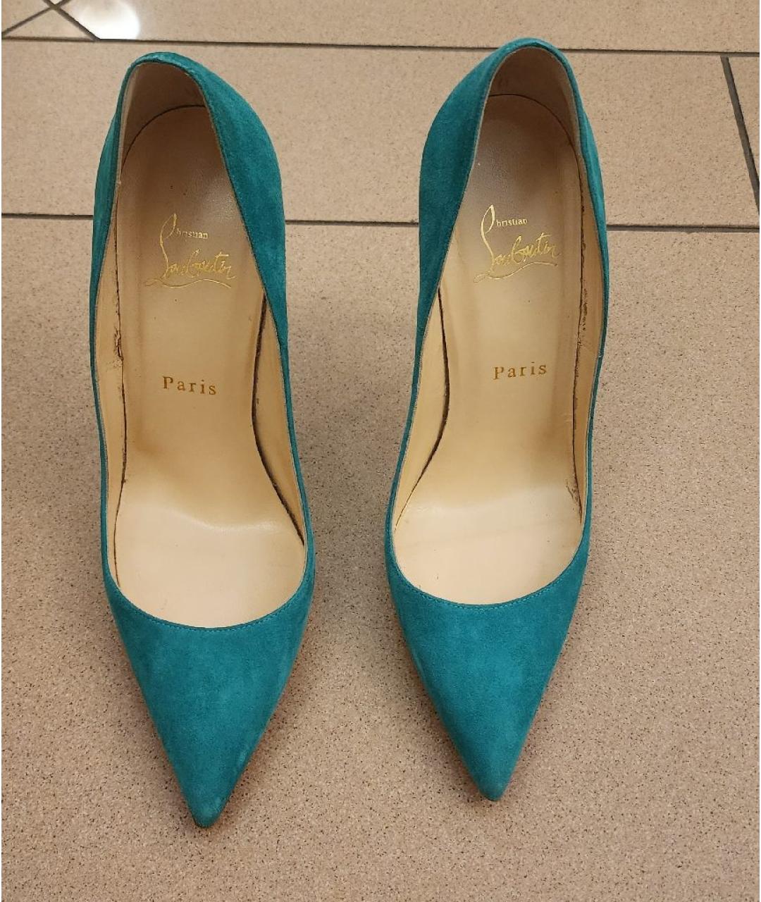 CHRISTIAN LOUBOUTIN Бирюзовые замшевые туфли, фото 3