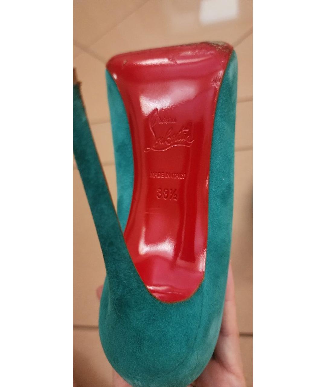 CHRISTIAN LOUBOUTIN Бирюзовые замшевые туфли, фото 6