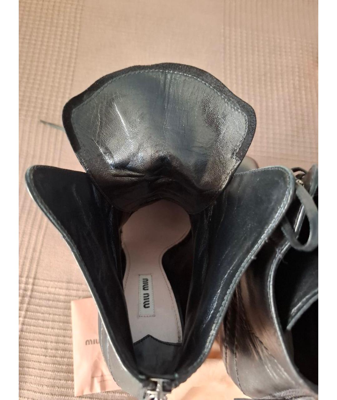 MIU MIU Черные кожаные ботильоны, фото 6