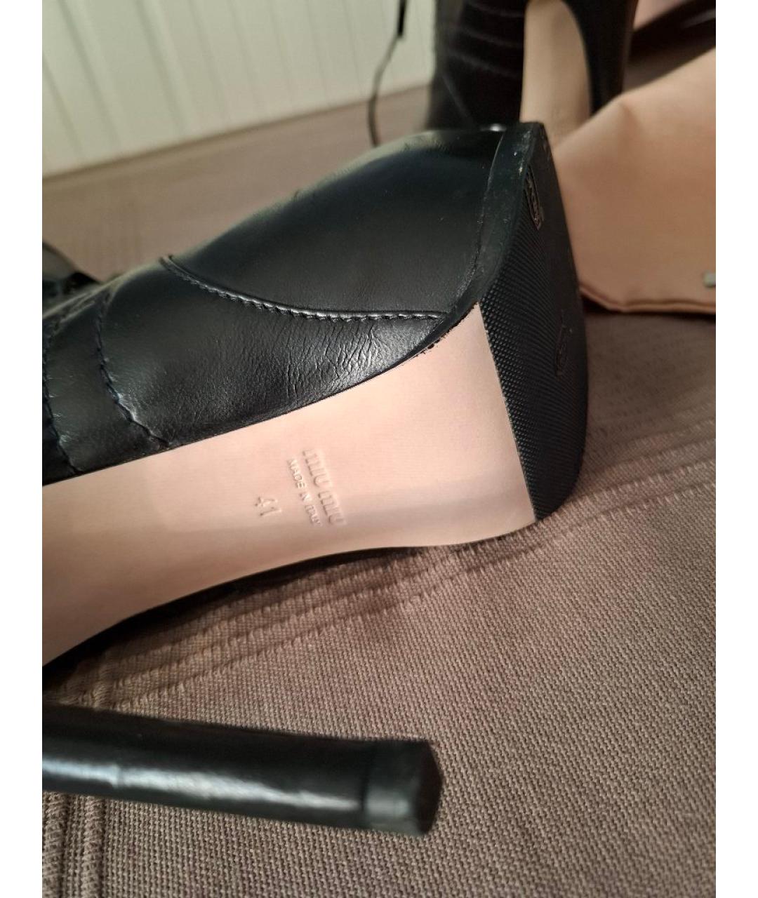MIU MIU Черные кожаные ботильоны, фото 7