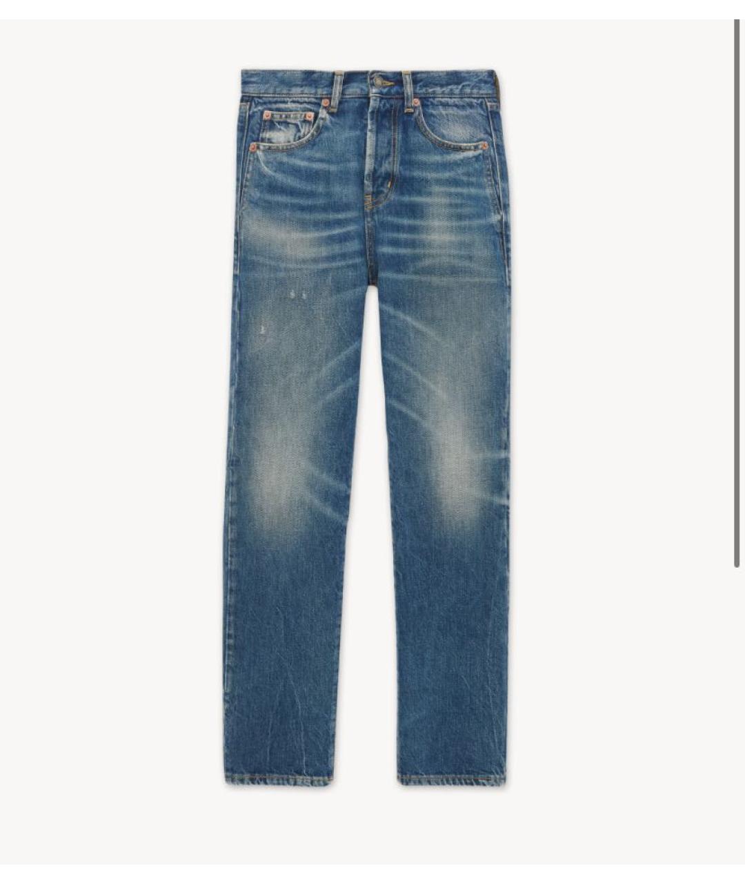 SAINT LAURENT Голубые хлопковые прямые джинсы, фото 9