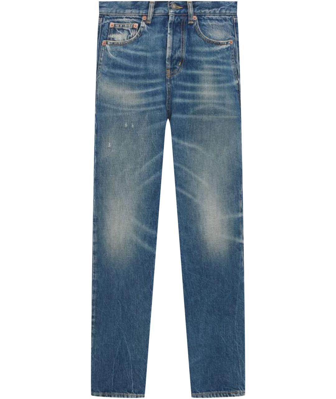 SAINT LAURENT Голубые хлопковые прямые джинсы, фото 1