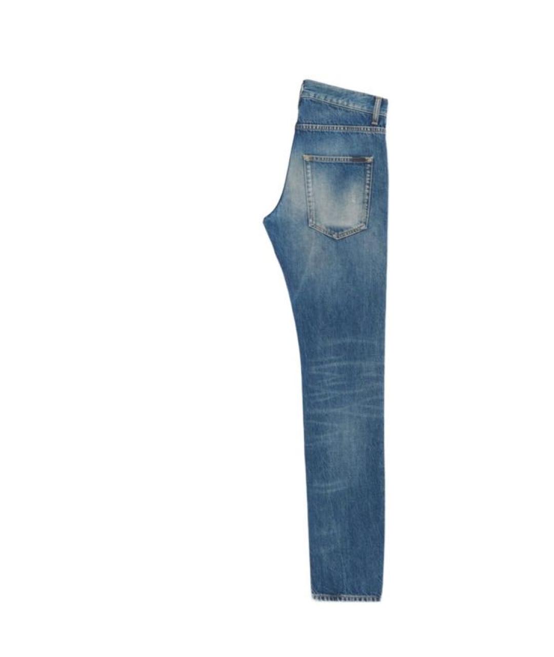 SAINT LAURENT Голубые хлопковые прямые джинсы, фото 2