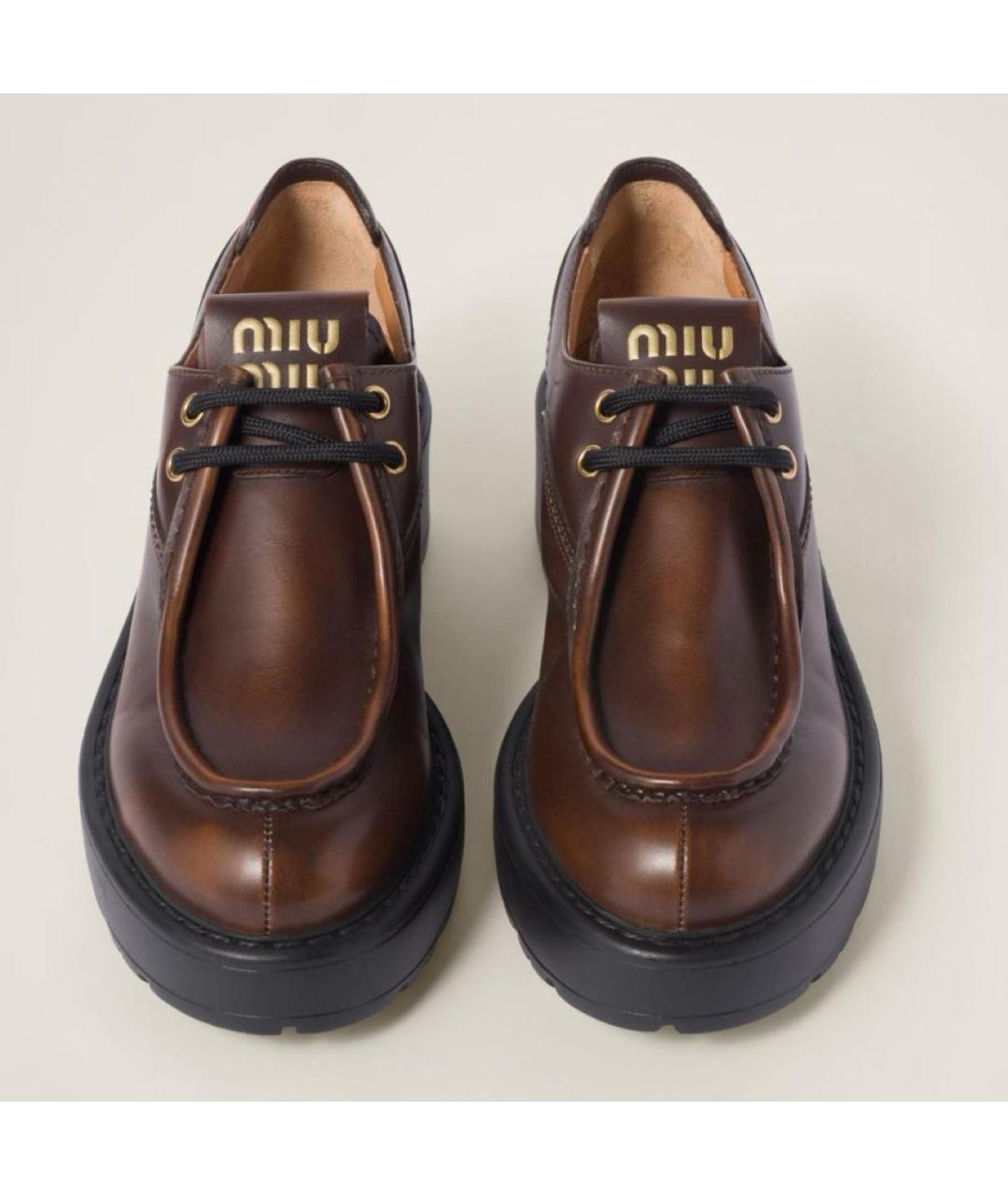 MIU MIU Коричневые кожаные брогги и оксфорды, фото 2