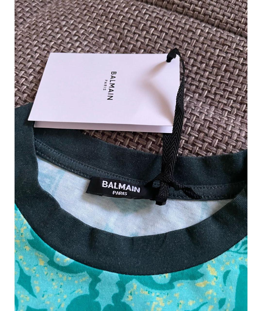 BALMAIN Бирюзовая хлопковая детская футболка, фото 3