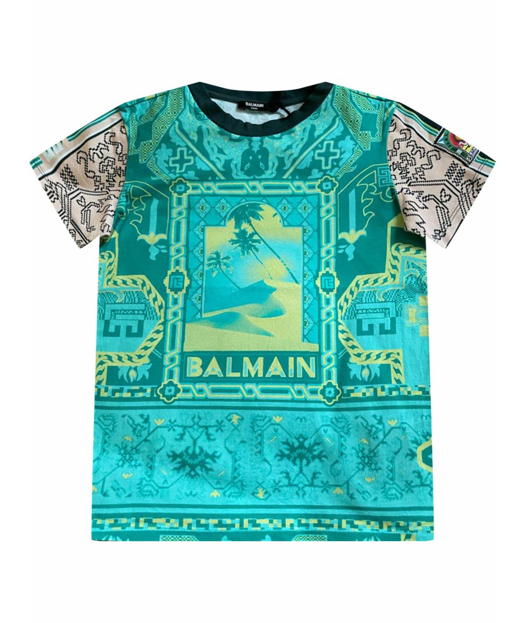 BALMAIN Бирюзовая хлопковая детская футболка, фото 1