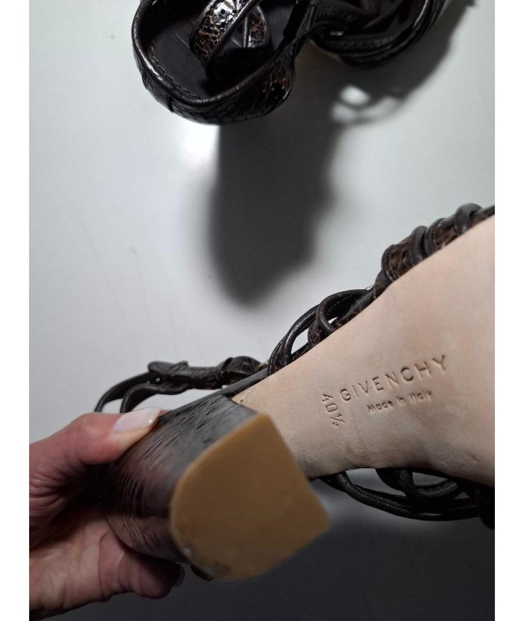 GIVENCHY Коричневые кожаные босоножки, фото 5