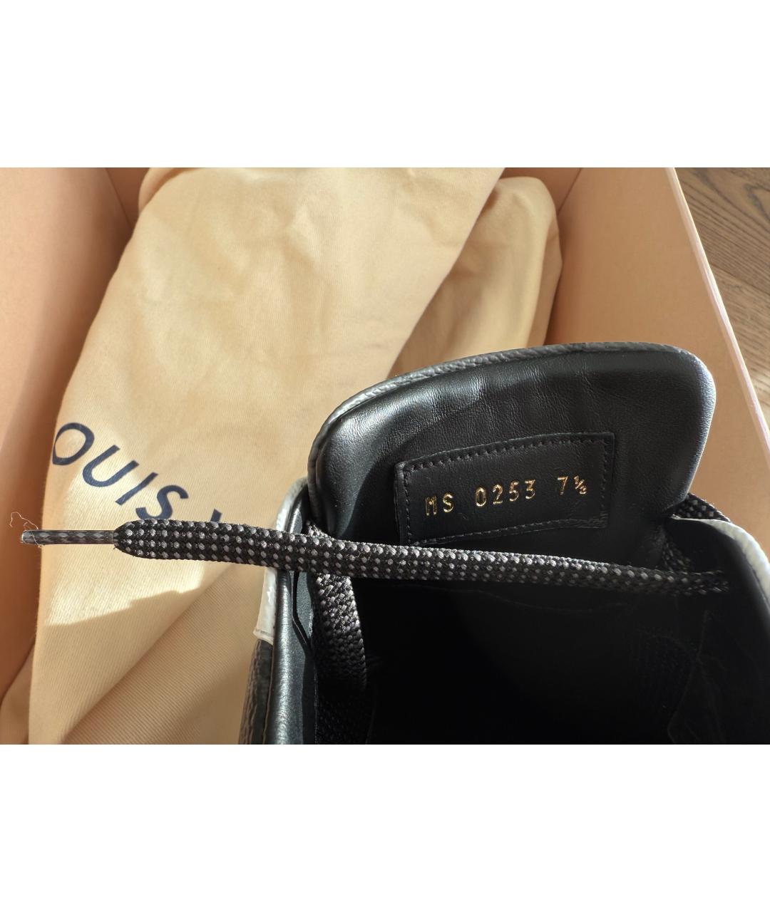 LOUIS VUITTON Серые кожаные низкие кроссовки / кеды, фото 4